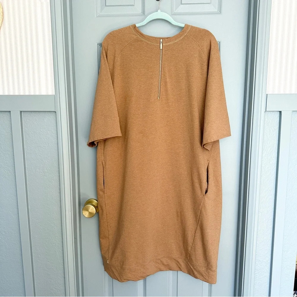 Lafayette 148 New York French Terry Tunic in Sepia Tan XL